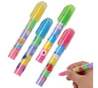 4 Pezzi Gommine Estetiche Colorate Carine Impilabili Penna Stick Gomme 5 Colori Gomme da Cancellare di Stile Frutta per Cancelleria per Ufficio Regalo di Compleanno