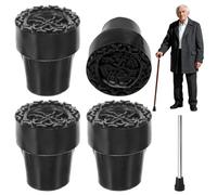 4 Pezzi Gommini Stampelle da 19 mm, Puntale per Bastone, Puntali In Gomma Antiscivolo con Piastra Metallica Integrata per Resistenza Alla Pressione e Assorbimento Degli Urti, Silenziosi (Neri)