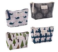 4 pezzi grande borsa portaoggetti in tela, borsa cosmetica portatile, portamonete in tessuto, borsa cosmetica stampata, borsa da toilette multifunzionale, accessorio da viaggio, viaggio d'affari,