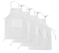 4 Pezzi Grembiule Bianco Da Cucina e Pittura Per Bambini - Set Regolabile Con 2 Tasche (46 * 62 Cm)