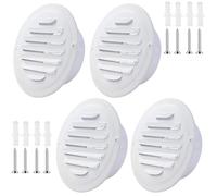 4 Pezzi Griglia Aerazione Tonda, Griglia di Ventilazione in Acciaio Inox, Presa D'aria Muro da Esterno, Griglia di Scarico, Copertura per Sfiato per Garage, Cucina, Bagno, Bianca(160 mm/6.3in)