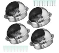 4 pezzi Griglia di Ventilazione A Sfera, Presa d'aria in acciaio inox, 80mm 100mm 120mm 150mm 160mm Copertura di Ventilazione per Scarico a Parete Esterna Scarico Cappa(90mm/3.5inch)