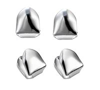 4 Pezzi Hiphop Placcato Oro Singolo Dente Grillz cap Superiore Inferiore Grill Denti Caps Halloween Cosplay,Argento
