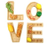 4 Pezzi in Legno Lettere Love Bordo di Salumi, Vassoi di Cibo per Piatti di Verdure da Frutta, Piatti per l'anniversario di Matrimonio Decorazioni per Feste Familiari