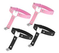 4 Pezzi In Pelle Gamba Giarrettiera A Forma di Cuore Regolabile Giarrettiera Gothic Thigh Garter Anti Slip Clip Donne Halloween Rave Carnevale Cosplay Party Accessori Nero Rosa