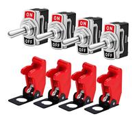 4 Pezzi Interruttore a Levetta SPST; 10A/12VDC; 6A/24VDC; ON-OFF in Metallo 2 Te