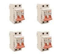 4 Pezzi Interruttore Magnetotermico 20A C20, Bipolare 2P, Curva C 6kA, 2 Moduli DIN 220V AC, Certificato IEC60898-1, Serie SB6L