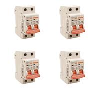 4 Pezzi Interruttore Magnetotermico 25A C25, Bipolare 2P, Curva C 6kA, 2 Moduli DIN 220V AC, Certificato IEC60898-1, Serie SB6L