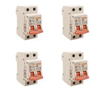 4 Pezzi Interruttore Magnetotermico 63A C63, Bipolare 2P, Curva C 6kA, 2 Moduli DIN 220V AC, Certificato IEC60898-1, Serie SB6L
