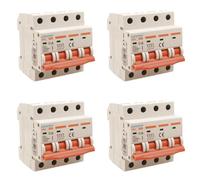 4 Pezzi Interruttore Magnetotermico Trifase 4P 25A C25, Curva C 6kA, 4 Moduli DIN 380V AC, Certificato IEC60898-1, Serie SB6L