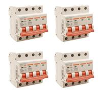 4 Pezzi Interruttore Magnetotermico Trifase 4P 63A C63, Curva C 10kA, 4 Moduli DIN 380V AC, Certificato IEC60898-1, Serie PB8H