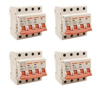 4 Pezzi Interruttore Magnetotermico Trifase 4P 63A C63, Curva C 6kA, 4 Moduli DIN 380V AC, Certificato IEC60898-1, Serie SB6L