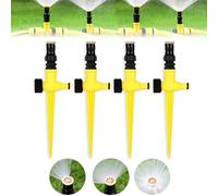 4 Pezzi Irrigatore da Giardino, Irrigatore D'acqua Rotante a 360° Sistema di Irrigazione Circolare Automatico Regolabile per Giardino, Prato, Piante, Ortaggi e Fiori Pastorale (Giallo)