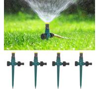 4 Pezzi Irrigatori Giardino 360° Girevoli - Irrigatori Automatici per Prato, Piante e Aiuole - Regolazione Personalizzata, ClimaResistenti in ABS (Verde) - Sistema Irrigazione Efficiente e Durevole