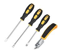 4 Pezzi Kit Rimozione di Graffette per Tappezzeria con Estrattore, Rimuovi Levapunti Graffette, Rimozione Clip Pinza, Rivetti Clip Pinze Fastener Remover Puller Pinza Tool Kit, Manico in Gomma
