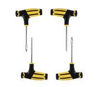 4 Pezzi Kit Riparazione Gomme Tubeless Manico a T, per Emergenze | Ferro e Plastica, Trapano Filettato e Sonda a Spirale, per Utv e Tosaerba, Giallo