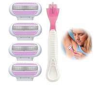 4 Pezzi Lamette di Ricambio Premium per Rasoio da Donna,Lame per Rasoio da Donna Universali a 3 Lame con maniglia e Striscia Idratante Skin Cushion, per una Rasatura Fluida Profonda Duratura
