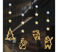 4 Pezzi Lampada a Ventosa Per Natale,Natalizie Decorativa per Finestra a Ventosa a LED,Babbo Natale,Luci Albero di Natale,Renne,Luci di Natale a Luce a Sospensione per Finestra,Giardino,Feste(Lungo)