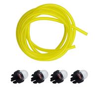 4 Pezzi Lampadina Primer a Scatto Pompa Benzina a Bulbo and One 1.5m Long Tubing with Inner Diameter 2.5mm Giallo Tubazione Benzina per Stihl Weed Eater McCulloch Ryobi Echo