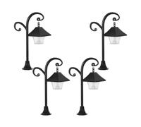 4 Pezzi Lampione in Miniatura Vintage LED Nero | Illuminazione Realistica, Installazione Semplice, per Allestimenti Vicoli e Strade, Accessori Scena Villaggio