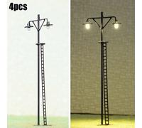 4 pezzi lampione stradale modello ferrovia treno lampione luci LED miniatura cor