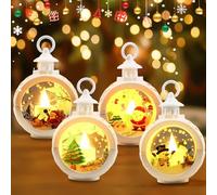 4 Pezzi Lanterna Di Natale, Lanterna Natalizia LED, Lanterne Decorative, Lanterna a LED per Natale per Decorazioni Natalizie per Interni Ed Esterni, Decorazione Da Tavola