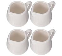 4 Pezzi Lattiera Piccola in Ceramica Bianca con Manico e Beccuccio | Versatile per Salse e Sciroppi, Base Piatta, Superficie Liscia, Servizio Ordinato su Tavola, Buffet