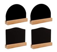 4 Pezzi Lavagna Nera Doppia Faccia in Legno con Base, Semicircolari