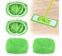 4 Pezzi Lavapavimenti Panni Adatto a Swiffer,Panno Microfibra Pavimenti Mop per Swiffer Sweeper,Straccio Lavapavimenti per Uso Umido e Secco (Verde)