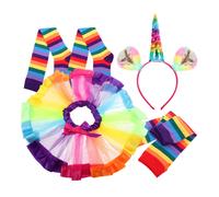 4 pezzi Layered Rainbow Tutu Skirt fascia elbow lunghezza guanti calza