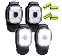 4 pezzi LED clip lampade: LED clip luce corsa corsa jogging 3 modalità mini lampada frontale con 4 elastici riflettenti cinturino USB ricaricabile clip lampada luce di sicurezza per jogging campeggio