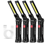 4 PEZZI LED COB Torcia Magnetic con Led in punta, USB, Camping, Officina, Lavoro