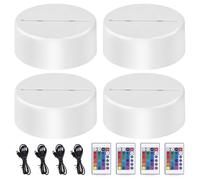 4 pezzi LED notte con attacco, telecomando e USB, illusione 3D, 7 colori, dimmabile, decorativa per camerette, camera da letto, soggiorno, bar