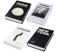 4 Pezzi Libri Decorativi per l'Arredamento Della Casa, Set Libri Finti Alla Moda, Libri Finti Decorativi, Libri Finti Senza Pagine, per la Decorazione Libreria Tavolino Scaffali (Bianco e Nero)