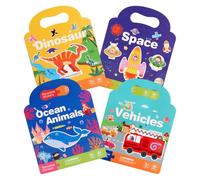 4 Pezzi Libro Adesivo per Bambini Riutilizzabile, Libri di Ddesivi 3D per Bambini Portatile, Libro Adesivo 3D Promuove lo Sviluppo Della Prima Infanzia, Stickers Impermeabile per 2-5 anni Bambini
