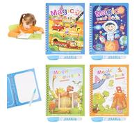 4 Pezzi Libro di Pittura ad Acqua con 4 Penna Acqua,Riutilizzabili Libro Magico da Colorare acqua,Magic Water Book,Libri Da Colorare Bambini Water Wow,Bambini Istruzione Drawing Toy Per Bambini Dai 3+