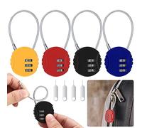 4 Pezzi Lucchetti a Combinazione per Bagagli, Serratura Lucchetto Piccolo, Lucchetto de Cable a Combinazione a 3 Cifre per Bagagli Viaggio Armadietto Valigia, con 4 Codificatori