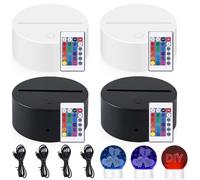 4 pezzi luce notturna a LED 3D, attacco LED con telecomando e cavo USB, lampada a illusione 3D, 7 colori, dimmerabile, lampada decorativa per acrilico e plexiglas, luci decorative (W+S)