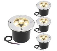 4 Pezzi Luce Sotterranea LED - Luci Paesaggistiche, Luci per terrazza da percorso rotonde da 3 W a bassa tensione CA 12V 24V, lampada da terra incorporata impermeabile IP67(Color:White,Size:AC 24V)