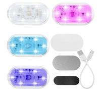 4 Pezzi Luci LED Auto Interne ABS Cavo USB per Abitacolo | Vani Portaoggetti e Zona Piedi, Posizionamento Versatile e Compatto, Atmosfera Elegante e Uso Semplice