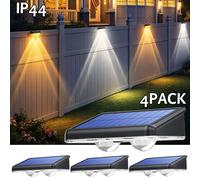 4 Pezzi Luci Solari da Esterno per Recinzione 4/2 Pezzi Luci Solari da Parete - Caldo/ / Freddo 3 Modalità, Luci Solari a LED da Esterno per Ponti, Adatte per Giardini/Percorso Esterni//Cortili/Muri//