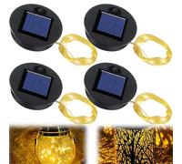 4 pezzi luci solari di ricambio top con catena luminosa per giardino: 8 cm luci solari pezzi di ricambio con 2 LED, IP65 impermeabile, set di luci decorative a LED in filo di rame