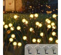 4 Pezzi Luci Solari Giardino Esterno, 10 LED Lucciole Luci Solari da Giardino, IP65 Impermeabile, Lampade Solare Lucciole Decorazione per Terrazza Percorso Prato Balcone Paesag(Bianco Caldo)