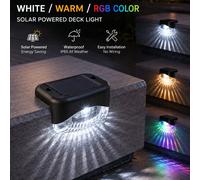 4 pezzi Luci solari per ponte, Lampade da esterno impermeabili IP44 per recinzioni e gradini, Accensione/spegnimento automatico dall'alba al tramonto, Luce bianca calda e RGB a colori variabili, Illum
