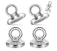 4 pezzi Magnete da Pesca Calamite con Golfare e Foro Svasato, Magnete da Pesca Diametro 42 mm, Magnete ad Anello al Neodimio, Calamite Potenti 55KG per Pesca Magnetica, Caccia, Recupero Nel fiume