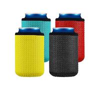 4 pezzi maniche per lattine, supporti isolanti, maniche per lattine antiscivolo, dispositivo di raffreddamento in neoprene, per birra, coca cola, ecc. (nero, rosso, giallo, blu)