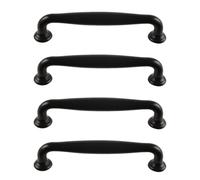 4 Pezzi Maniglia Singola Nera in Lega di Alluminio, Interasse 128mm | Finitura Minimal Contemporanea, Effetto Decorativo, senza Bave, Versatile