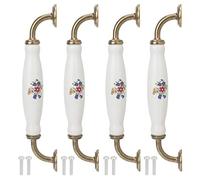 4 Pezzi Maniglie per Mobili in Ceramica Stile Cinese, Distanza Fori 160mm, Lunghezza 185mm con Viti Incluse, per Cassetti Armadi Cassettiere (Bianco Antico)
