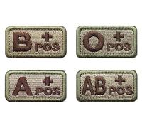 4 pezzi marrone A+ B+ 0+ AB+ tipo positivo medico divertente Patch Hook & Loop Ricamo Bandiera Tattico Rimovibile Toppa Applicazione per Zaini Gilet Abbigliamento Cappello, Giacca Jeans T-Shirt