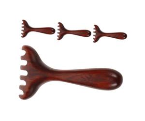 4 Pezzi Massaggiatore per Cuoio Capelluto in Legno a Sei Artigli | Pettine Massaggio Meridiani, Denti Larghi per Districare i Chioma, Formato Portatile per Borsa